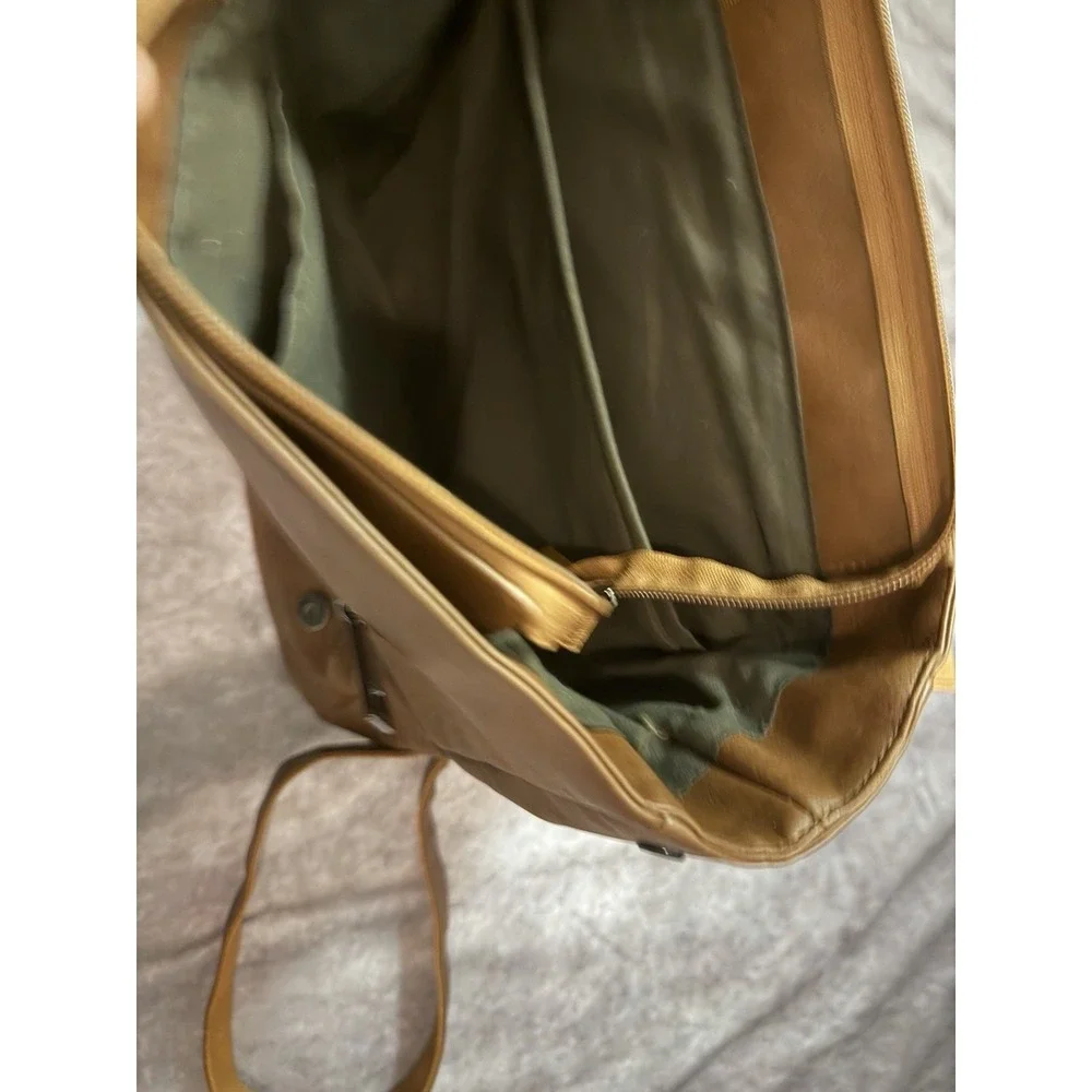 Brown Leather Hiking Backpack w/ Buckle Closure, Adjustable Straps